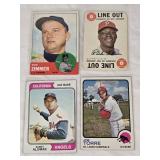 Lot of 4 Vintage Baseball Cards from the 60s and 70s Featuring Joe Torre, Don Zimmer, and Sandy Alomar.