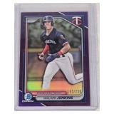 Walker Jenkins Rookie 2024 Bowman Chrome Purple Refractor #BD-166 and Numbered 195/250 - Minnesota Twins Baseball Card