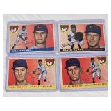Lot of 4 Chicago Cubs Vintage Baseball Cards From 1955 Featuring Bill Tremel, Elvin Tappe, and Jim Davis