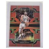 Jayson Tatum 2023-24 Panini Select Red Prizm #45 and Numbered 16/199 - Boston Celtics Basketball Card