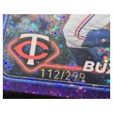 Byron Buxton 2024 Topps Chrome Purple Refractor #10 and Numbered 112/299 - Minnesota Twins Baseball Card