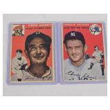 Lot of 2 Vintage 1953 Topps Baseball Cards Featuring Fred Haney and Charlie Silvera from Pittsburgh Pirates and New York Yankees