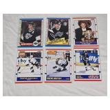 Lot of 6 Wayne Gretzky Hockey Cards including O-Pee-Chee and Score brands, featuring Art Ross Trophy and Record Setters