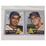 Lot of 2 Vintage 1953 Baseball Cards Featuring Ray Jablonski and Rip Repulski - St. Louis Cardinals
