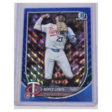 Royce Lewis 2025 Topps Chrome Blue Refractor #97 and Numbered 58/150 - Minnesota Twins Baseball Card