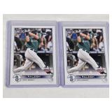 Lot of 2 Cal Raleigh Rookie Baseball Cards Seattle Mariners - Topps Opening Day Set