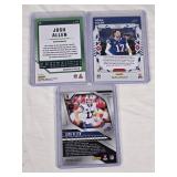 Lot of 3 Josh Allen Prizm Football Cards including Elite Series, Optic, and Prizm Holo
