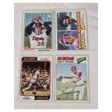 Lot of 4 Baseball Cards Featuring Nolan Ryan, Tony Perez, and Boog Powell also Mike Schmidt and Jim Rice 1983 Home Run Leaders
