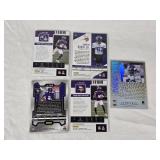 Lot of 5 Minnesota Vikings Rookies, Relics and Numbered Football Cards Featuring Ihmir Smith-Marsette, Andrew Booth Jr., Jordan Addison, and Cris Carterpecial Features like Relics and Numbered Cards.