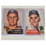 Lot of 2 Baseball Cards Featuring Del Crandall and Bob Keegan - Milwaukee Braves and Chicago White Sox Vintage Baseball Cards