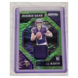 J.J. McCarthy Rookie 2024 Panini Prizm Green Prizm Relic #RG-JM - Minnesota Vikings Football Card