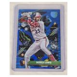 Royce Lewis 2025 Topps Chrome Blue Refractor #19 and Numbered 62/99 - Minnesota Twins Baseball Card