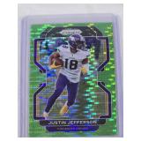 Justin Jefferson 2021 Panini Prizm Green Pulsar #125 - Minnesota Vikings Football Card