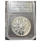 1 TROY OZ .999 FINE SILVER APOLLO MOON LANDING ROUND SLABBED