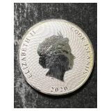 2020 COOK ISLANDS ROUND 1 TROY OZ .9999 FINE SILVER