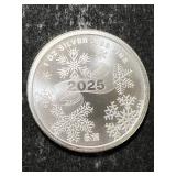 2025 MERRY CHRISTMAS ROUND 1 TROY OZ .999 FINE SILVER