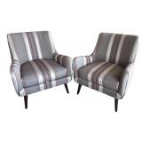 LR - Pair of Room & Board Quinn Armchairs - Striped Upholstery