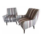 LR - Pair of Room & Board Quinn Armchairs - Striped Upholstery