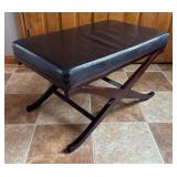 E - Sophisticated Ottoman with Crossed X-Frame Wood Base