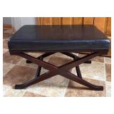 E - Sophisticated Ottoman with Crossed X-Frame Wood Base