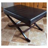 E - Sophisticated Ottoman with Crossed X-Frame Wood Base