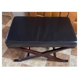 E - Sophisticated Ottoman with Crossed X-Frame Wood Base