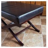 E - Sophisticated Ottoman with Crossed X-Frame Wood Base