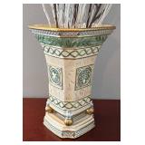 DR - Fitz & Floyd Classics Gregorian Vase with Faux Florals