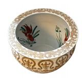 LR - Asian Style Ceramic Planter With Wooden Stand