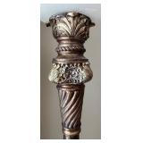 LR - Fine Floor Lamp - Tall Bronze with Ornate Acanthus Column & Frosted Glass Shade
