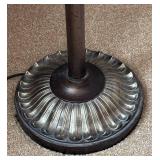 LR - Fine Floor Lamp - Tall Bronze with Ornate Acanthus Column & Frosted Glass Shade