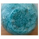 E - Turquoise Glass Vase with Faux Florals