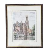 O - Vintage Brugge Rozenhoedkaai Limited Edition Etching