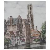 O - Vintage Brugge Rozenhoedkaai Limited Edition Etching