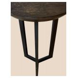 LR - Round Dark Wood Accent Table with Geometric Leg Frame