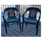 P - Pair of Resin Patio Chairs