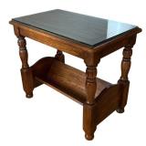 LR - Vintage Hammary Accent Table  with Protective Glass Top