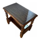 LR - Vintage Hammary Accent Table  with Protective Glass Top