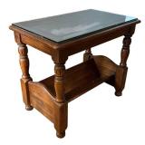 LR - Vintage Hammary Accent Table  with Protective Glass Top
