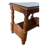 LR - Vintage Hammary Accent Table  with Protective Glass Top