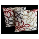 LR - Two Abstract Leaf Patterned Accent Pillows