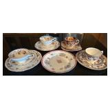K - Vintage English Teacups & Saucers Sets - Floral Borders with Gilt