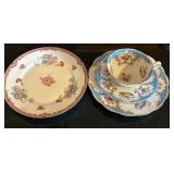 K - Vintage English Teacups & Saucers Sets - Floral Borders with Gilt