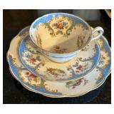 K - Vintage English Teacups & Saucers Sets - Floral Borders with Gilt