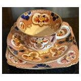 K - Vintage English Teacups & Saucers Sets - Floral Borders with Gilt
