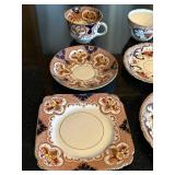 K - Vintage English Teacups & Saucers Sets - Floral Borders with Gilt