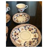 K - Vintage English Teacups & Saucers Sets - Floral Borders with Gilt