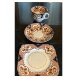 K - Vintage English Teacups & Saucers Sets - Floral Borders with Gilt