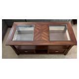 LL - Dark Wood Coffee Table with Glass Inlays