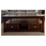 LL - Dark Wood Coffee Table with Glass Inlays